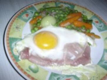 Photo recette Oeufs au plat sur jambon