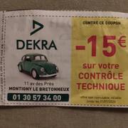 Auto-Moto réduction 15 € contrôle technique DEKRA Montigny