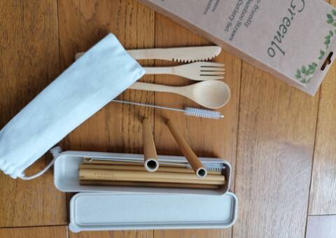 Divers paille Bambou + Couverts Bambou