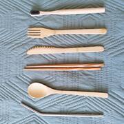 Divers kit brosse à dent en Bambou + couvert + baguette + paille en métal
