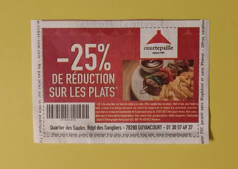 Divers coupon réduction restaurant Courtepaille Guyancourt