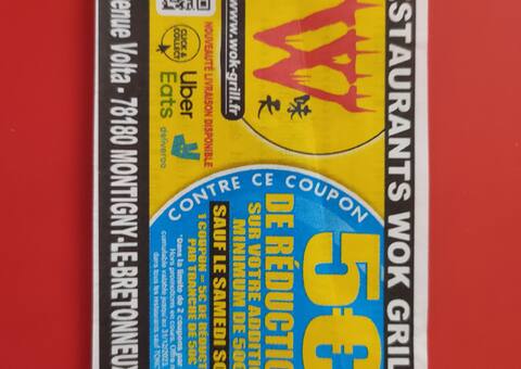 Divers coupon réduction 5€ Restaurants WOK GRILL