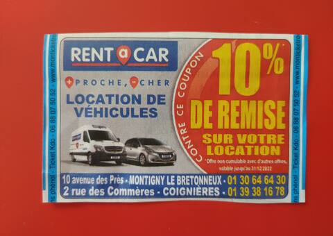 Divers coupon remise 10% RENT À CAR