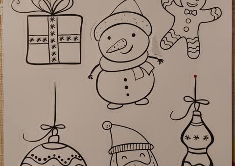 Jeux, Jouets planches décorations Noël à colorier et détacher