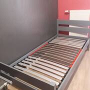 Literie lit 90x200 gris avec sommier