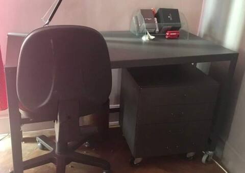 Meubles bureau style industriel+caisson tiroirs + chaise de bureau