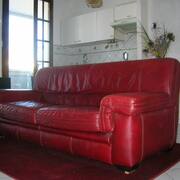 Meubles canapé deux personnes en cuir rouge