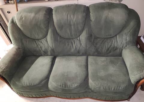 Meubles canapé 3 places en tissu velours vert