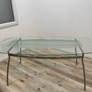 Meubles table Plateau Verre - Pieds Chromés