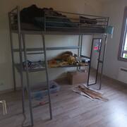 Meubles lit 1 place, en mezzanine, avec bureau en dessous