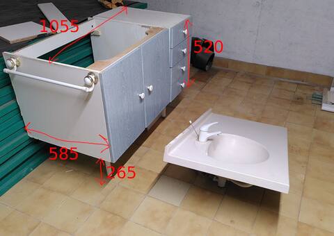 Meubles meuble salle de bain avec vasque, miroir et luminaire