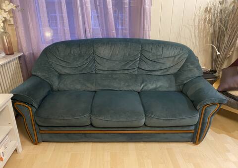 Meubles canapé 3 personnes velours vert