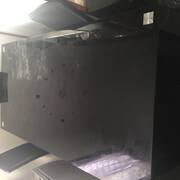 Meubles grande table à salle à manger en verre noire laqué et en très bon état