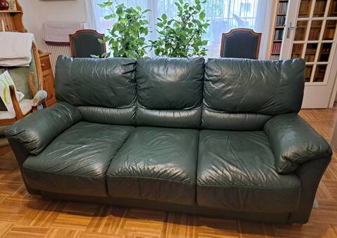 Meubles canapé lit en cuir vert