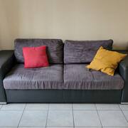 Meubles canapé 3 places en tissu et cuir synthétique