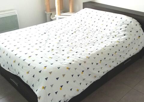 Meubles lit panneaux agglomérés + Sommier 140x190 + matelas (13 ans)