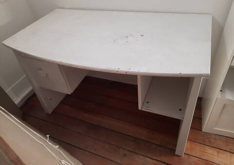 Meubles bureau blanc bois solide