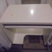 Meubles meuble ordinateur blanc avec tablette et roulettes