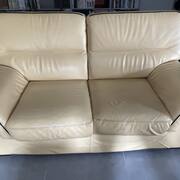 Mobilier canapé cuir jaune 3 places non convertible