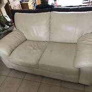 Mobilier canapé cuir crème